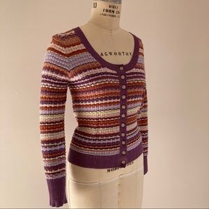 KATE SPADE Purple Texture Scoop Neck Cardigan